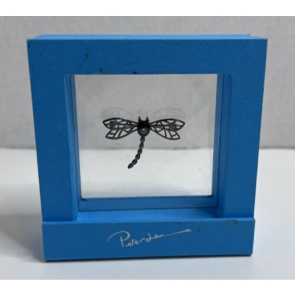 Peter James Vintage Silver .925 Dragonfly Pendant Brooch Aqua Gemstone Signed - Picture 1 of 9